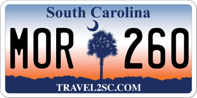 SC license plate MOR260