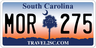 SC license plate MOR275
