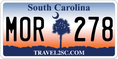 SC license plate MOR278