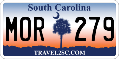 SC license plate MOR279