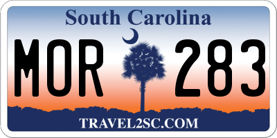 SC license plate MOR283