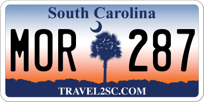 SC license plate MOR287