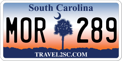 SC license plate MOR289