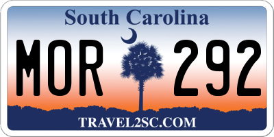 SC license plate MOR292