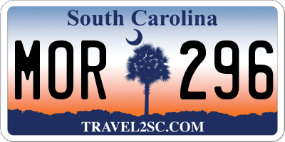 SC license plate MOR296