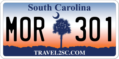 SC license plate MOR301