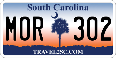 SC license plate MOR302