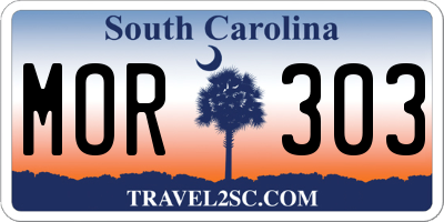 SC license plate MOR303