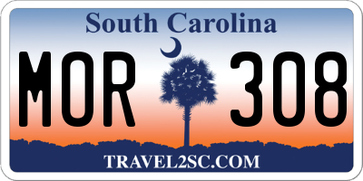 SC license plate MOR308