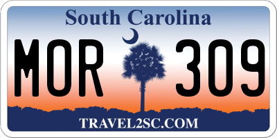 SC license plate MOR309
