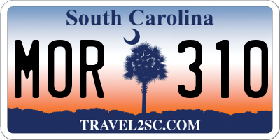 SC license plate MOR310