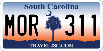 SC license plate MOR311