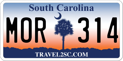 SC license plate MOR314