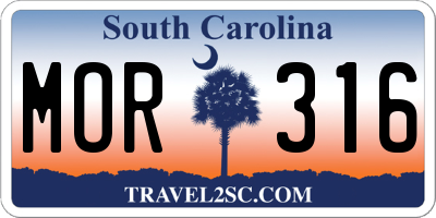 SC license plate MOR316