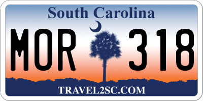 SC license plate MOR318