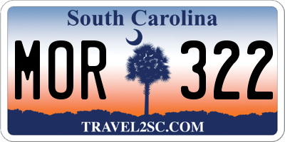SC license plate MOR322