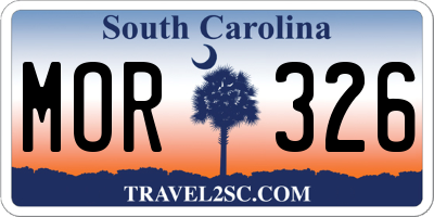SC license plate MOR326