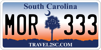 SC license plate MOR333