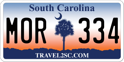SC license plate MOR334