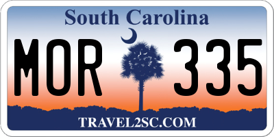 SC license plate MOR335