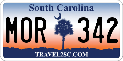 SC license plate MOR342