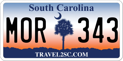 SC license plate MOR343
