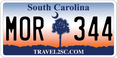 SC license plate MOR344