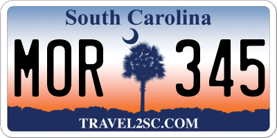 SC license plate MOR345