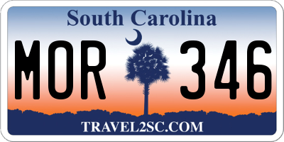 SC license plate MOR346