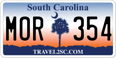 SC license plate MOR354