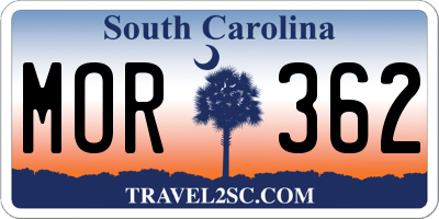 SC license plate MOR362