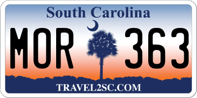 SC license plate MOR363