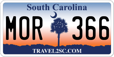 SC license plate MOR366
