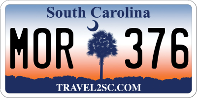 SC license plate MOR376