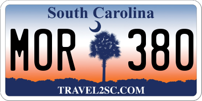 SC license plate MOR380