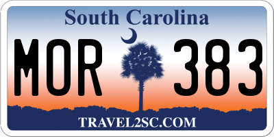 SC license plate MOR383