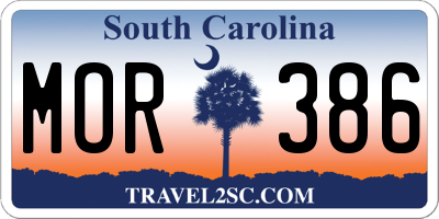 SC license plate MOR386