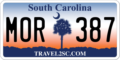 SC license plate MOR387