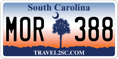SC license plate MOR388