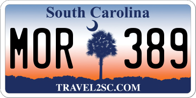 SC license plate MOR389