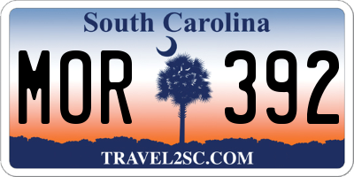 SC license plate MOR392