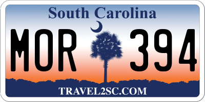 SC license plate MOR394