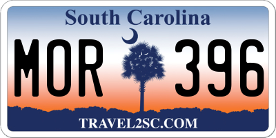 SC license plate MOR396