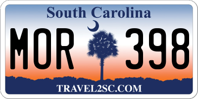 SC license plate MOR398