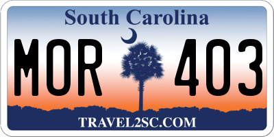 SC license plate MOR403