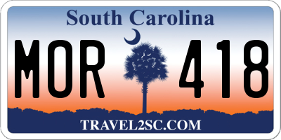 SC license plate MOR418