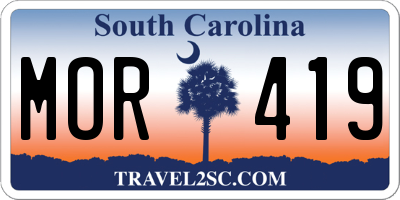 SC license plate MOR419