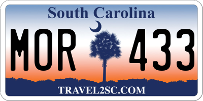 SC license plate MOR433