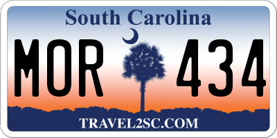 SC license plate MOR434