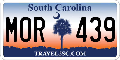SC license plate MOR439